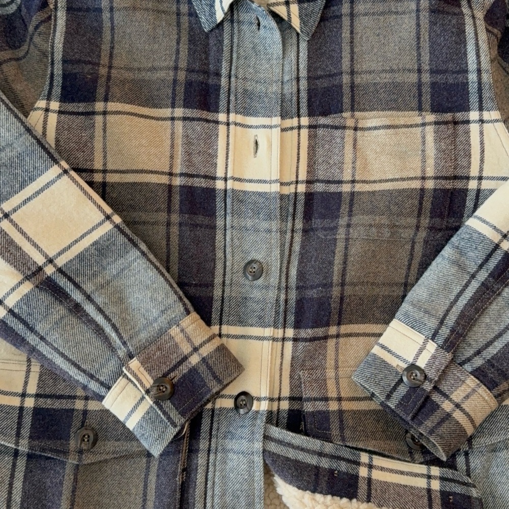 Jenni Kayne Blue and Cream Plaid Jacket